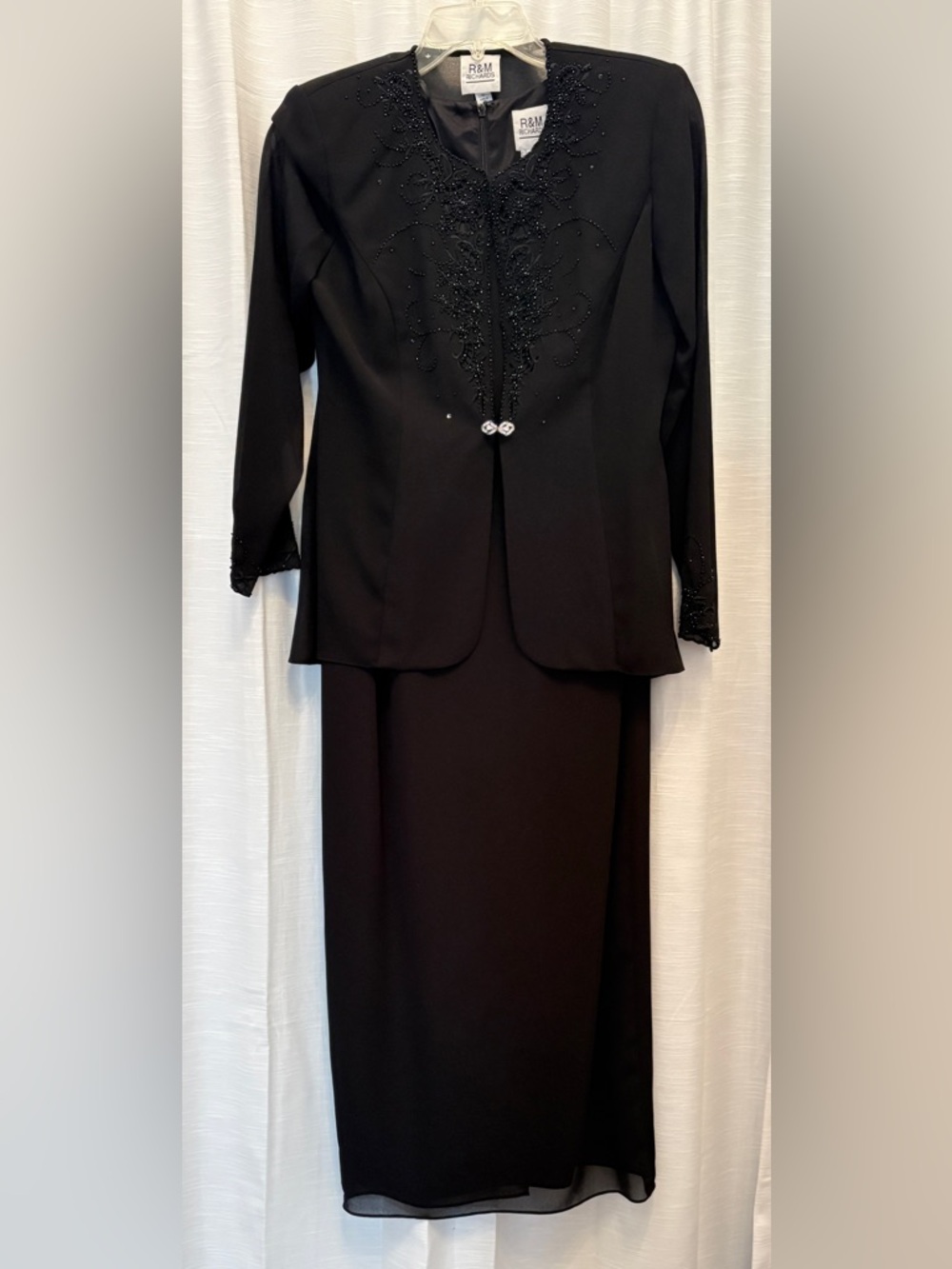 R&M Richards Black Beaded Skirt Set